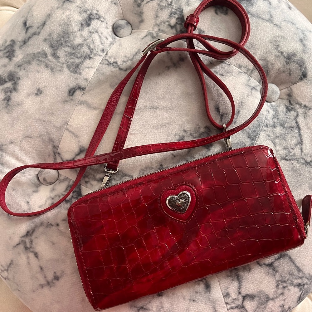 Brighton Bellissimo Heart Patent Croc Wallet/Crossbody